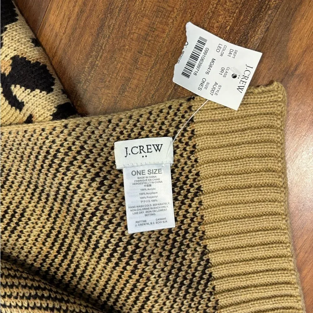J. Crew cheetah leopard print knit scarf NWT